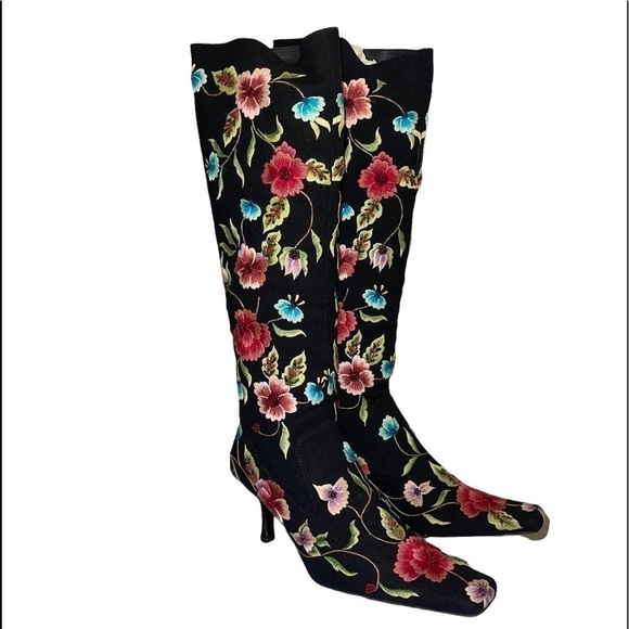SXS Floral Boots style S-83 with dust cover, no box. Size 36.5 (US Size 6) - Picture 5 of 12